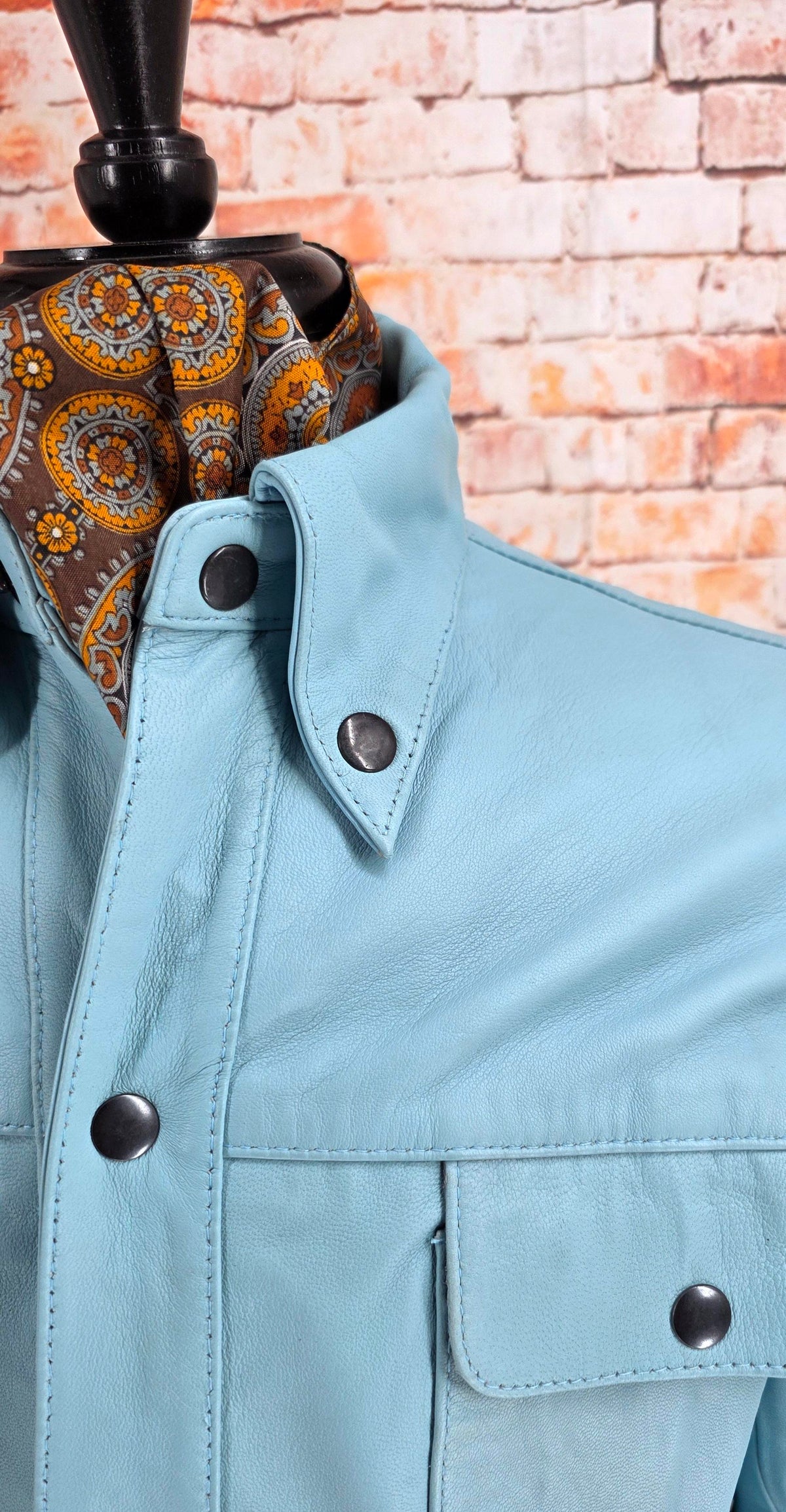 Ivan - Sky Blue Leather Jacket
