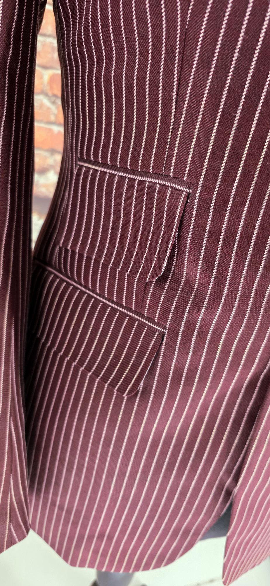 Close-up of the flap pocket and pinstripe cloth