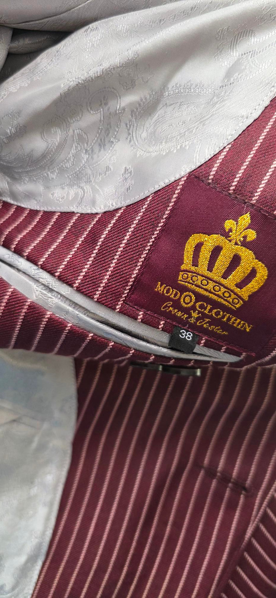Close-up detail of the patterned interior lining