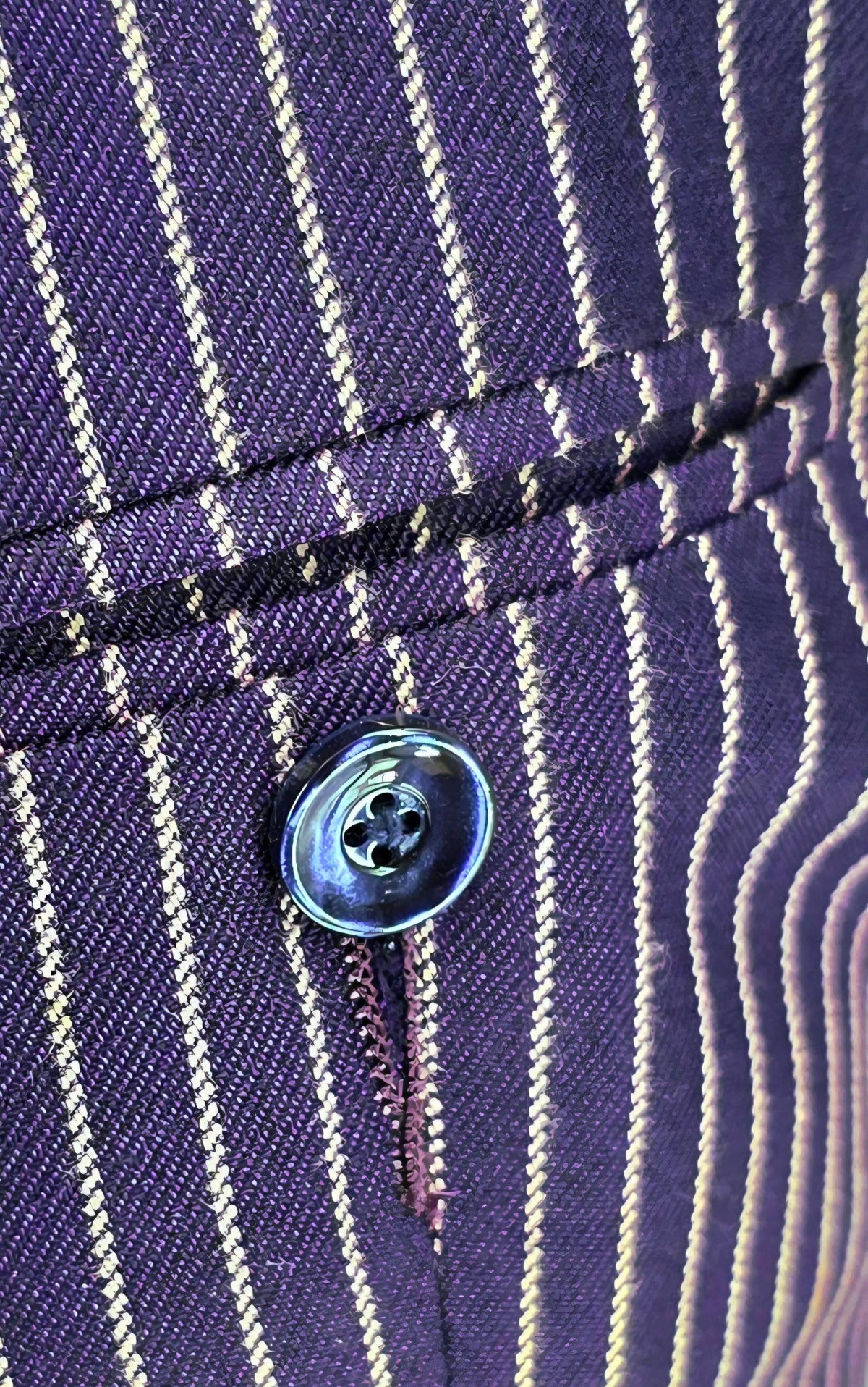 Full front view of the Leith purple pinstripe boating blazer