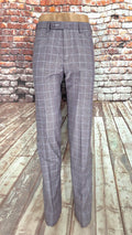 Garnet grey check trousers, full front view