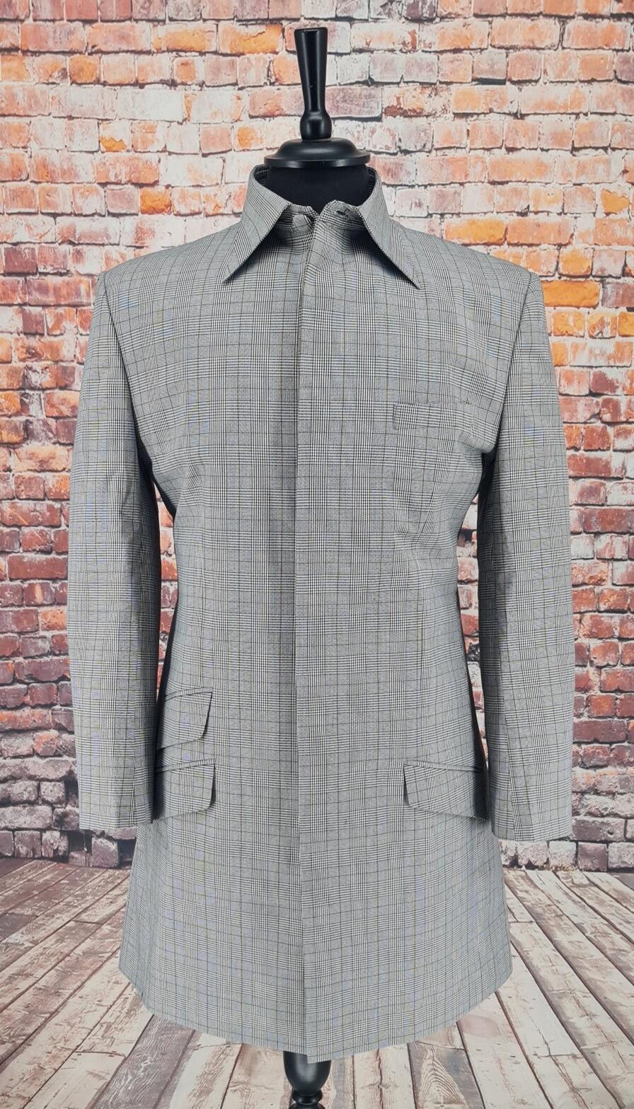 Charring men's Mod Prince of Wales check cotton overcoat