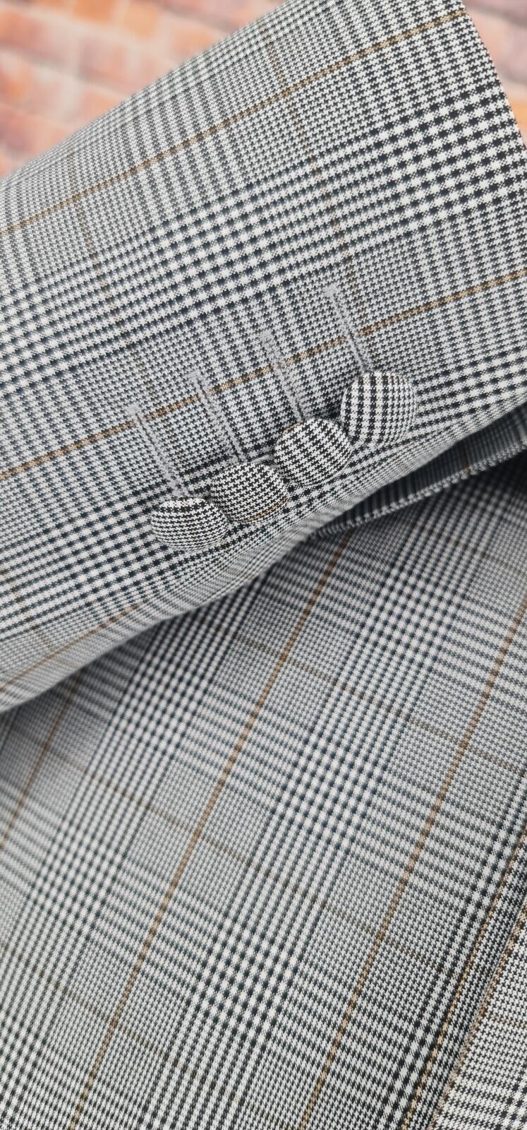 Charring men's Mod Prince of Wales check cotton overcoat cuff detail