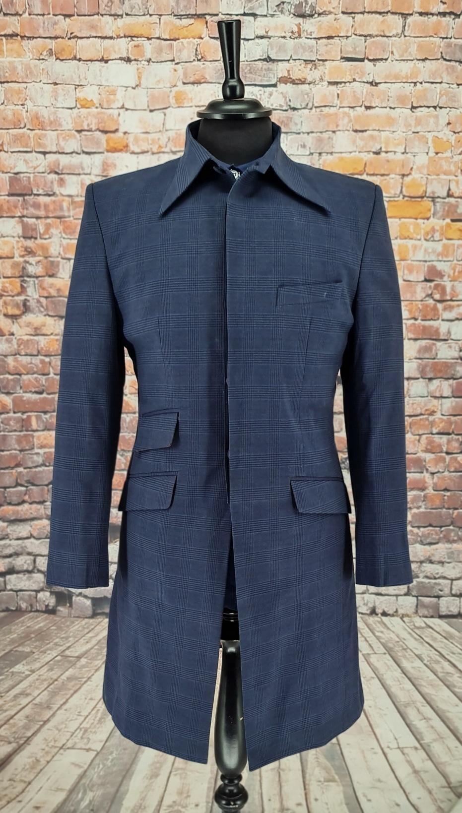 Grant men's Mod navy Prince of Wales check overcoat