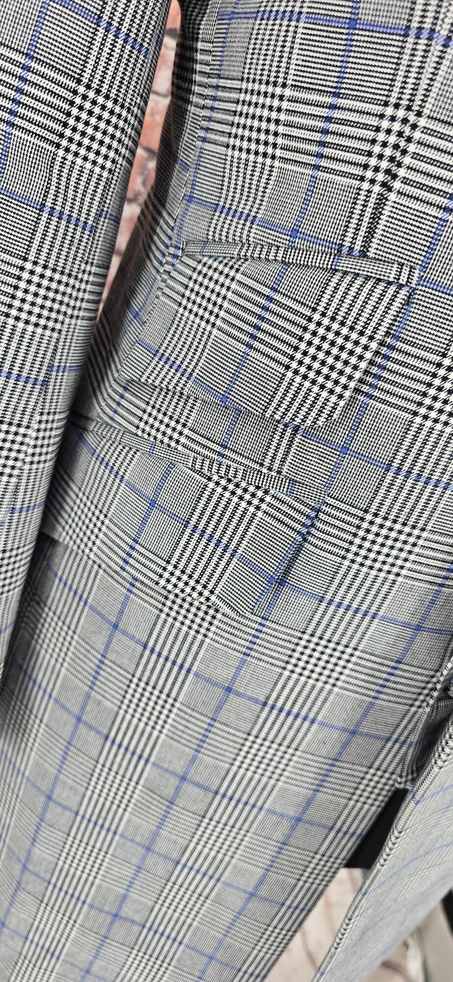 Winchester men's Mod Prince of Wales check overcoat side detail