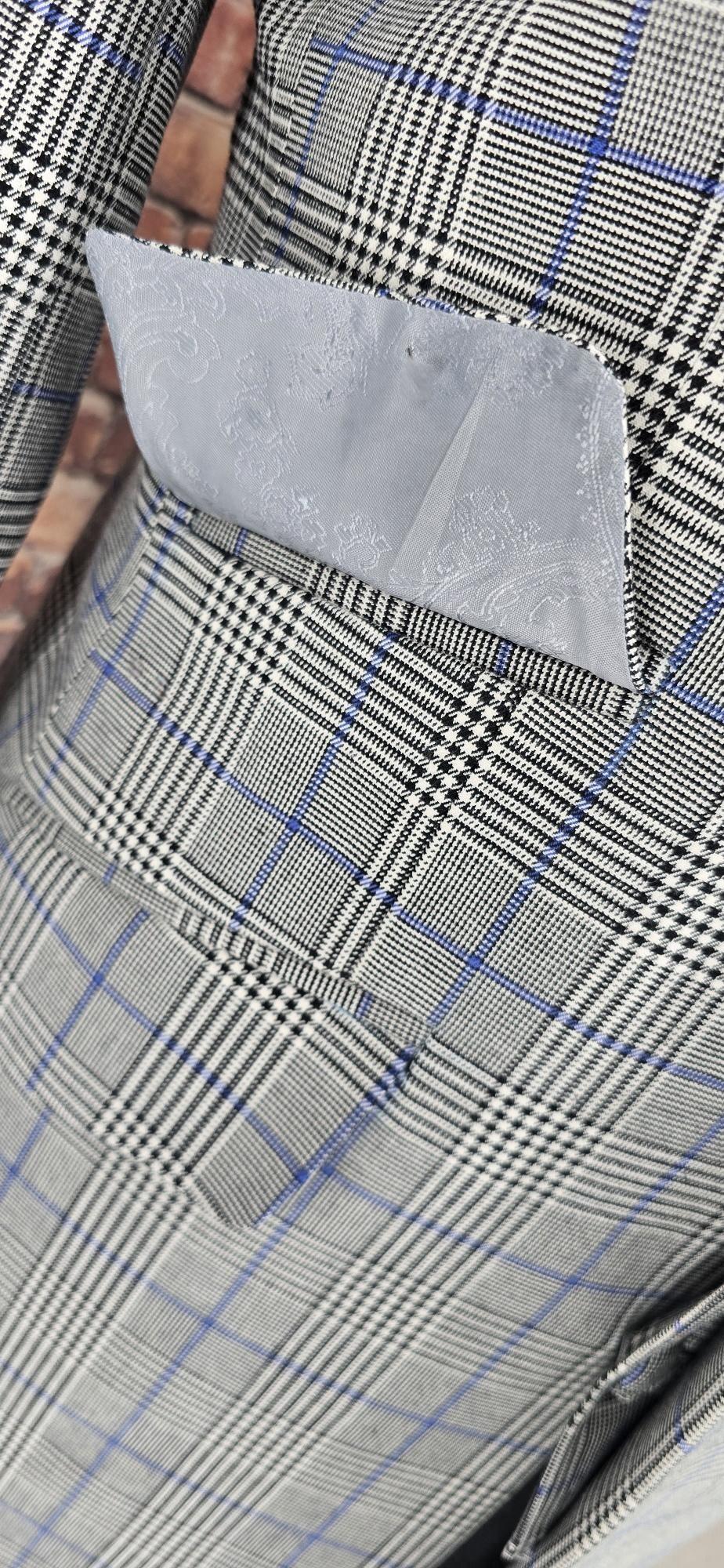 Winchester men's Mod Prince of Wales check overcoat pocket detail