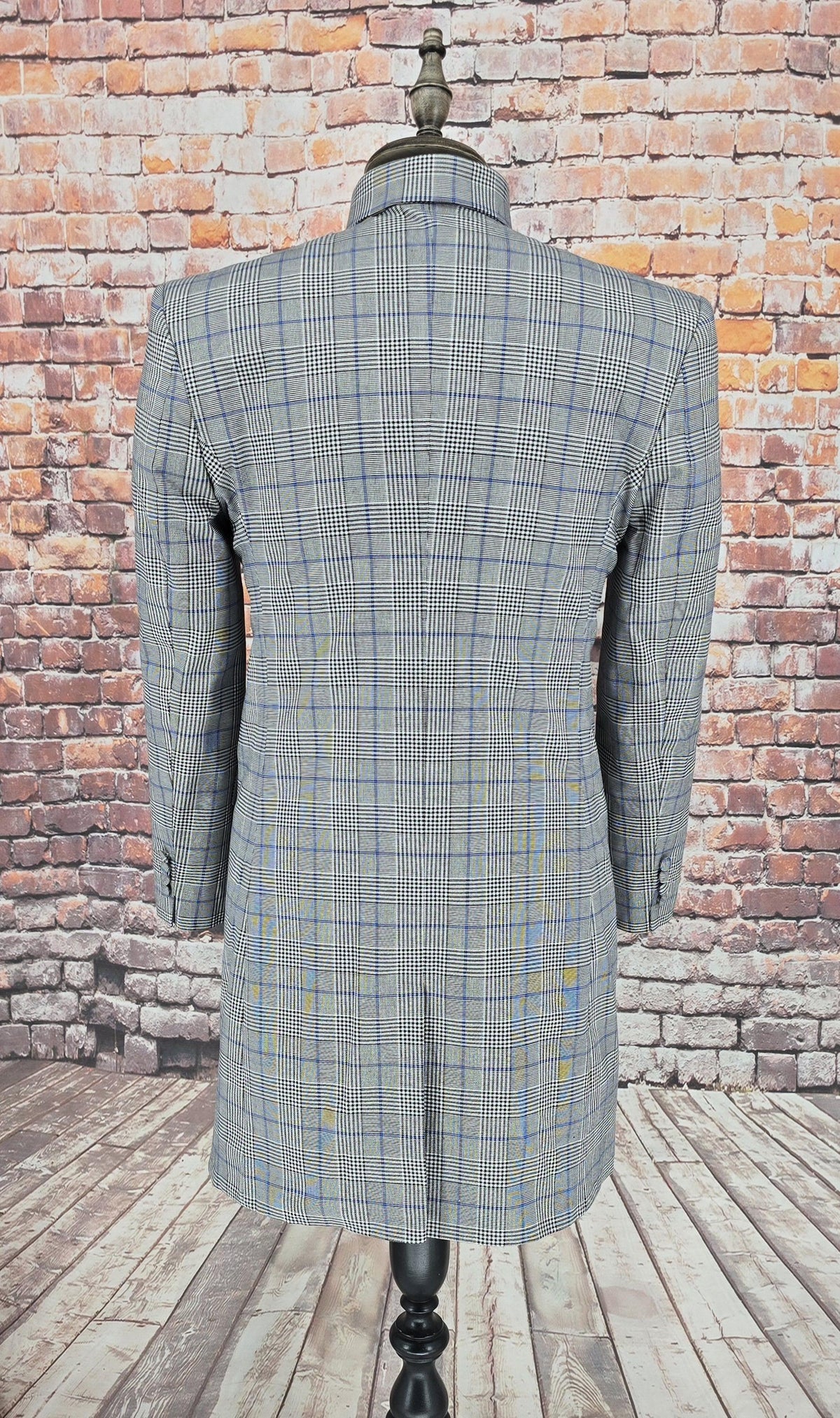 Winchester men's Mod Prince of Wales check overcoat back view
