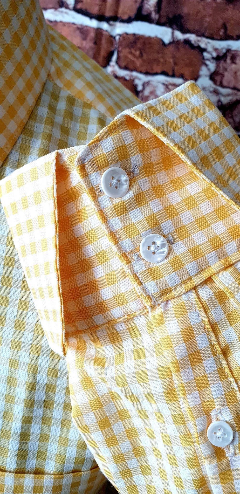 Abbot - Lemon Gingham Spear Point Collar Shirt