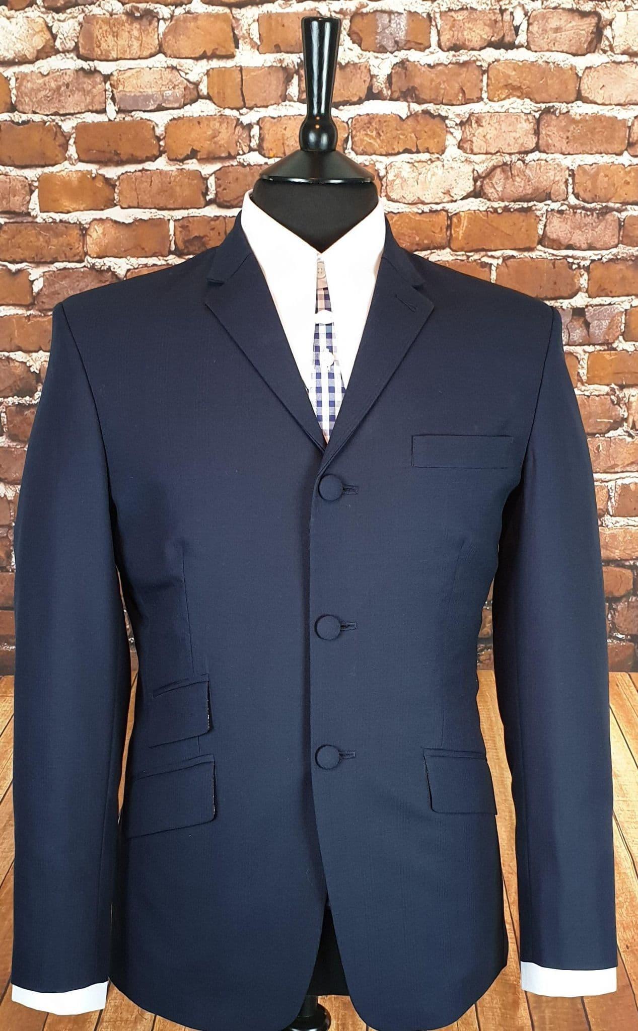 Alex - Navy Pow Fabric Three Button Jacket
