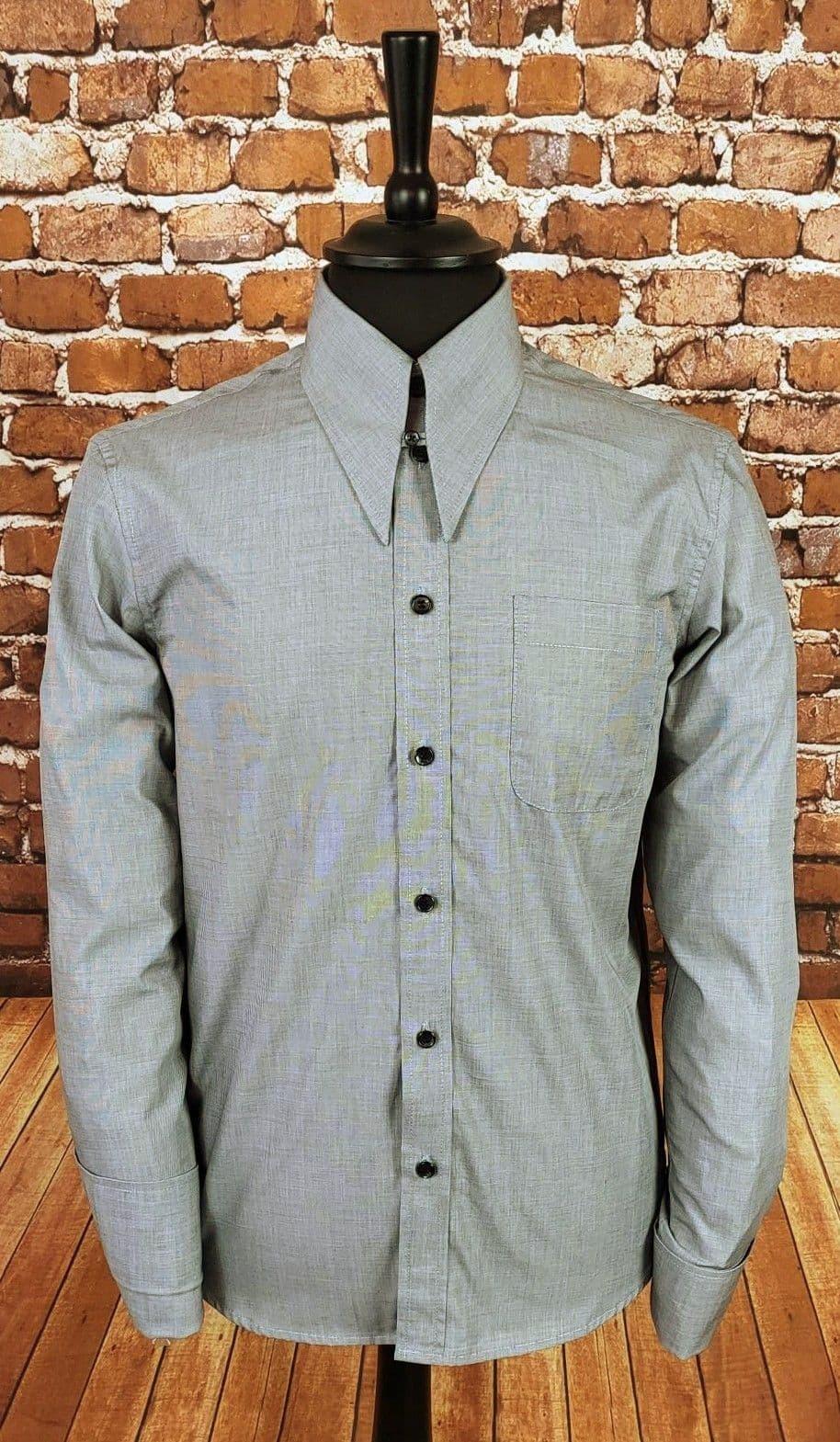 "Alfred" Grey Spearpoint Collar Shirt Long Sleeve