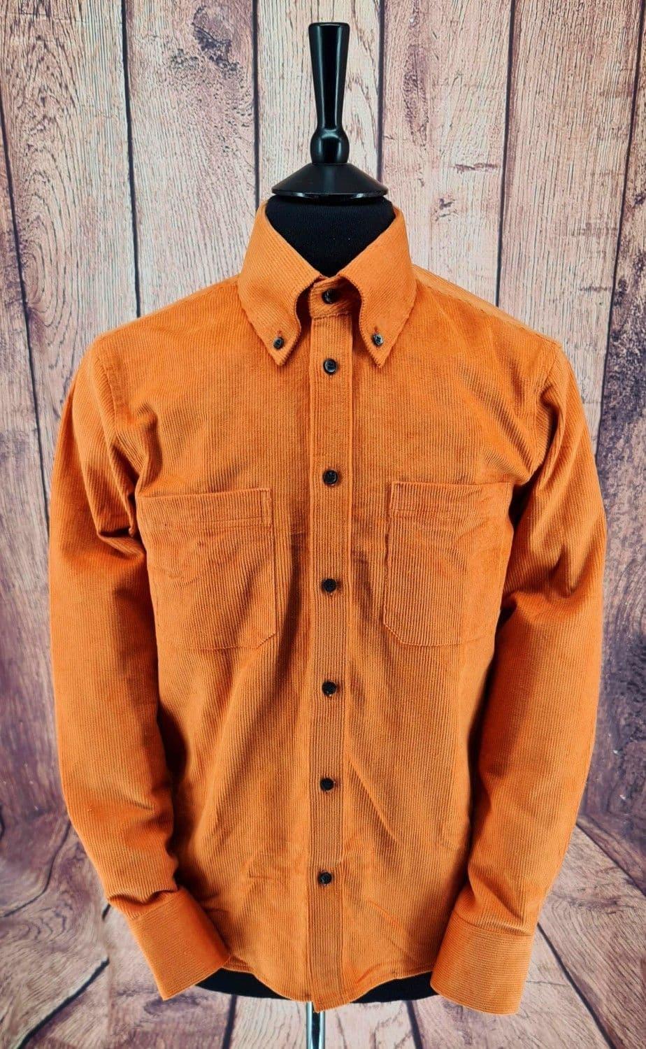 Archie -  Burnt Orange Corduroy Button Down Shirt