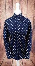 "Belinda" Navy Polka Dot Penny Collar Shirt