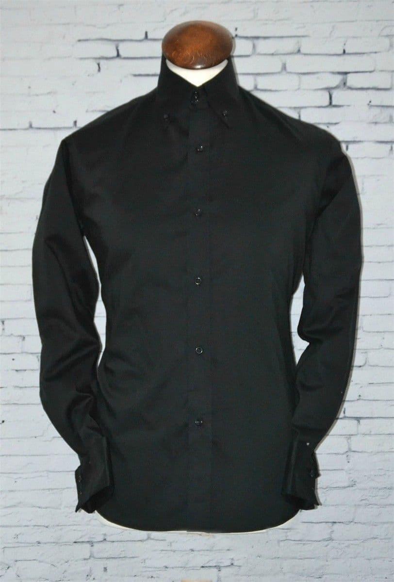 Ben-Jet Black Long Sleeve Button Down Collar Shirt