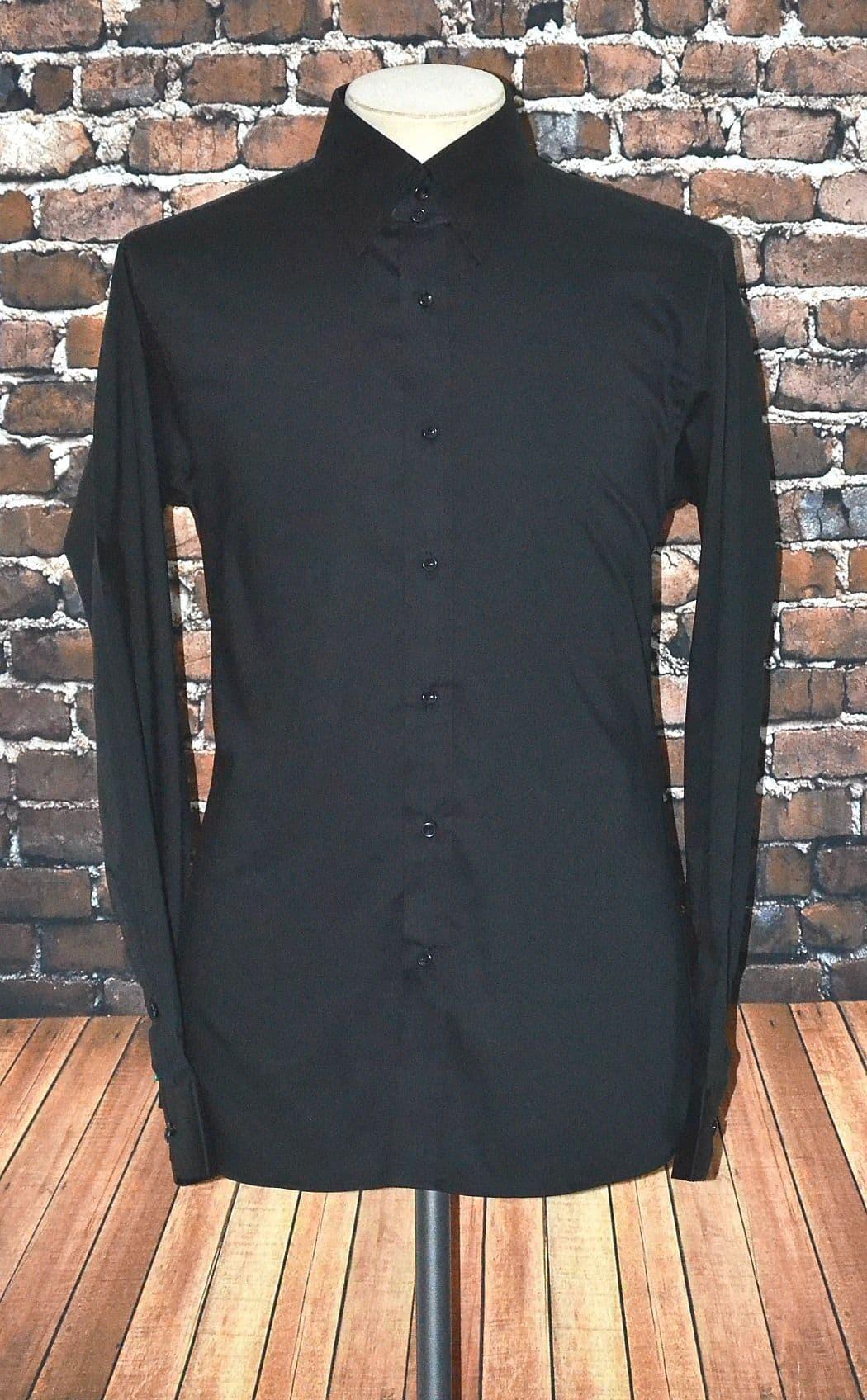 Ben-Jet Black Long Sleeve Button Down Collar Shirt