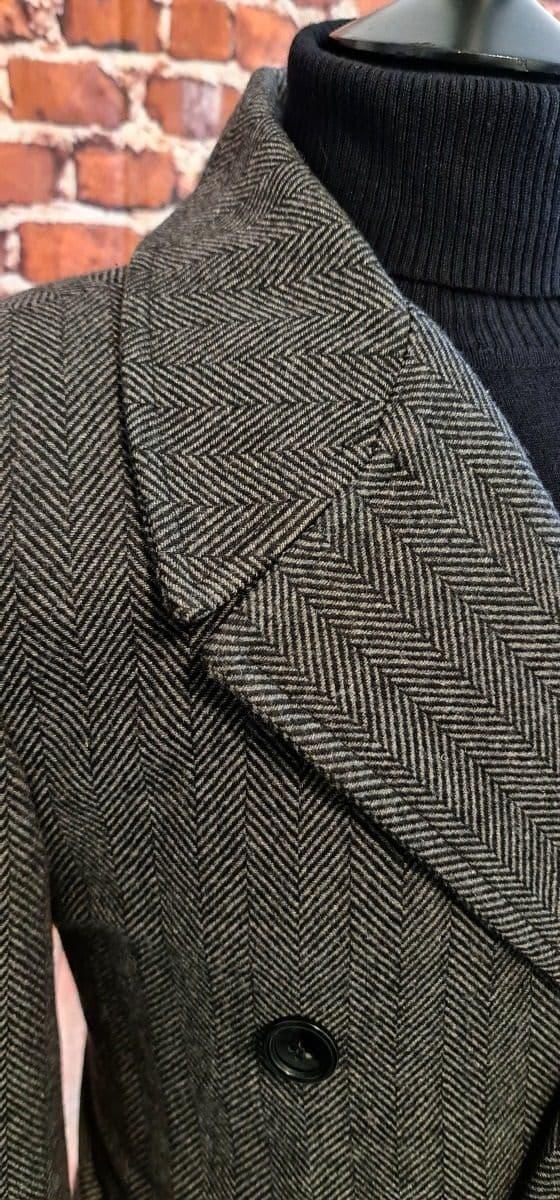 Benson - Modclothin Grey & Black Herringbone 3/4 Length Overcoat