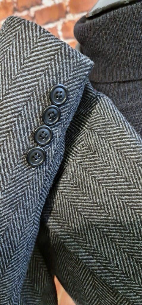 Benson - Modclothin Grey & Black Herringbone 3/4 Length Overcoat