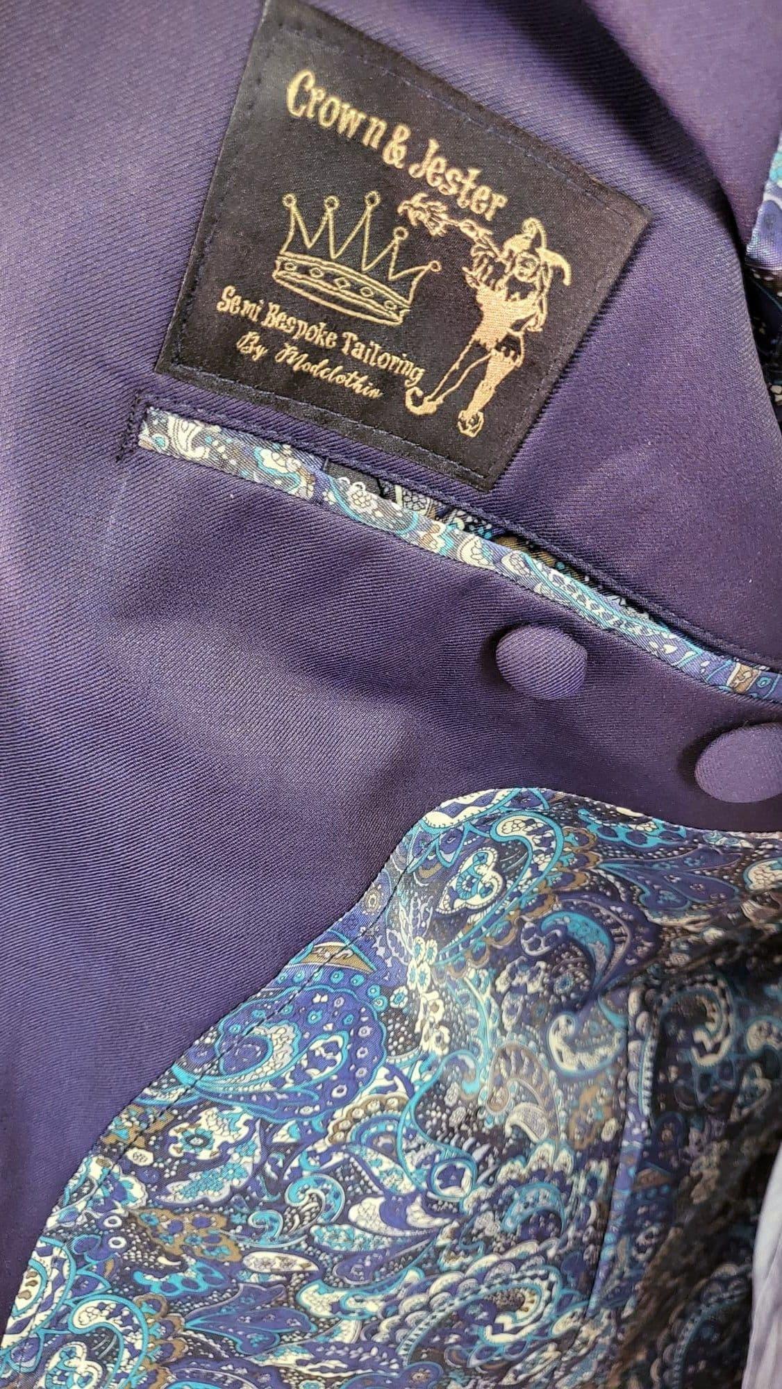 "Billington" Deep Purple & Black Wool Two Tone Suit