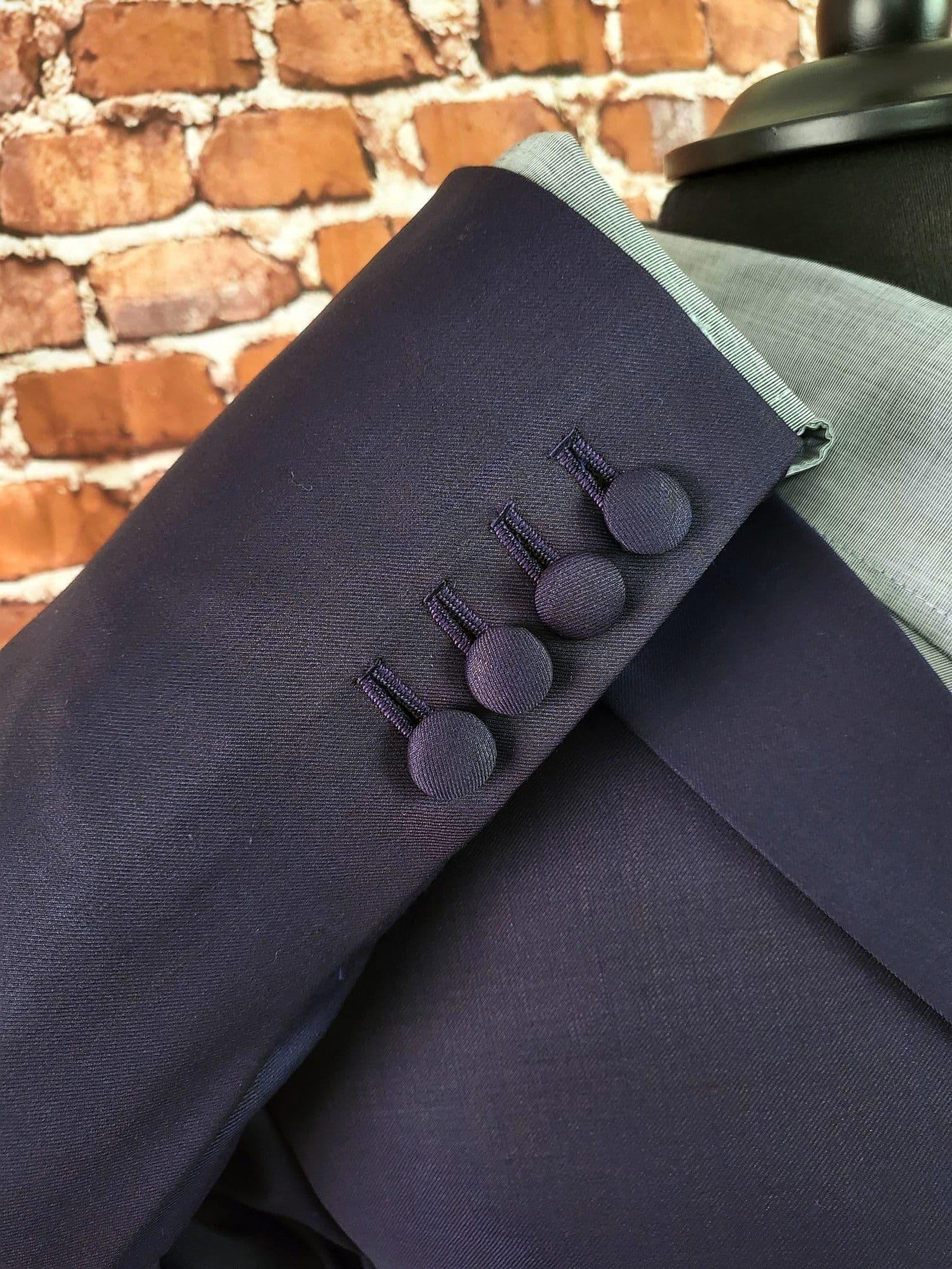 "Billington" Deep Purple & Black Wool Two Tone Suit