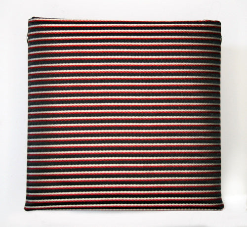 Black Red Cream Striped Tie, Cuff Link & Pocket Square Set