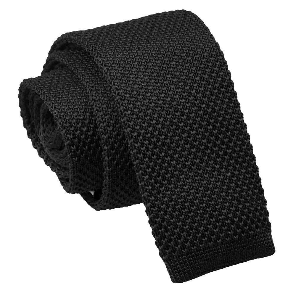 Black Slim Knitted Tie