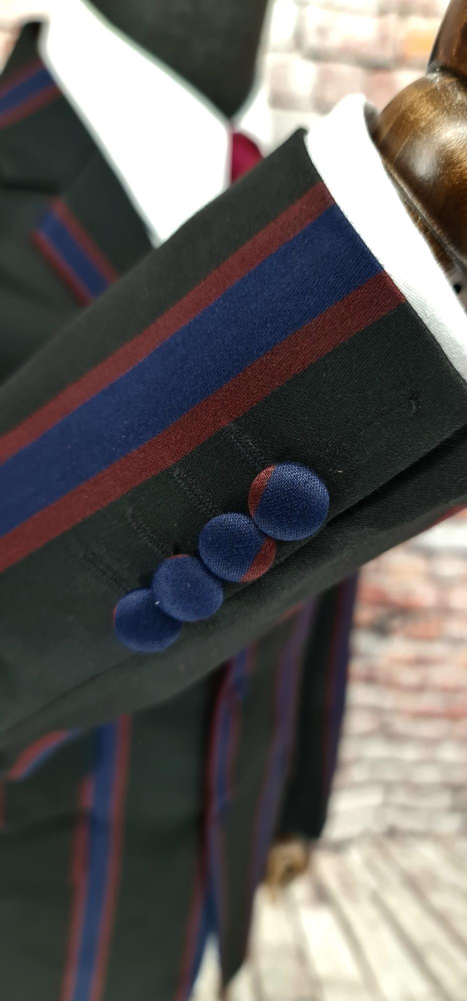 Johnny - Black & Blue Burgundy Striped Boater