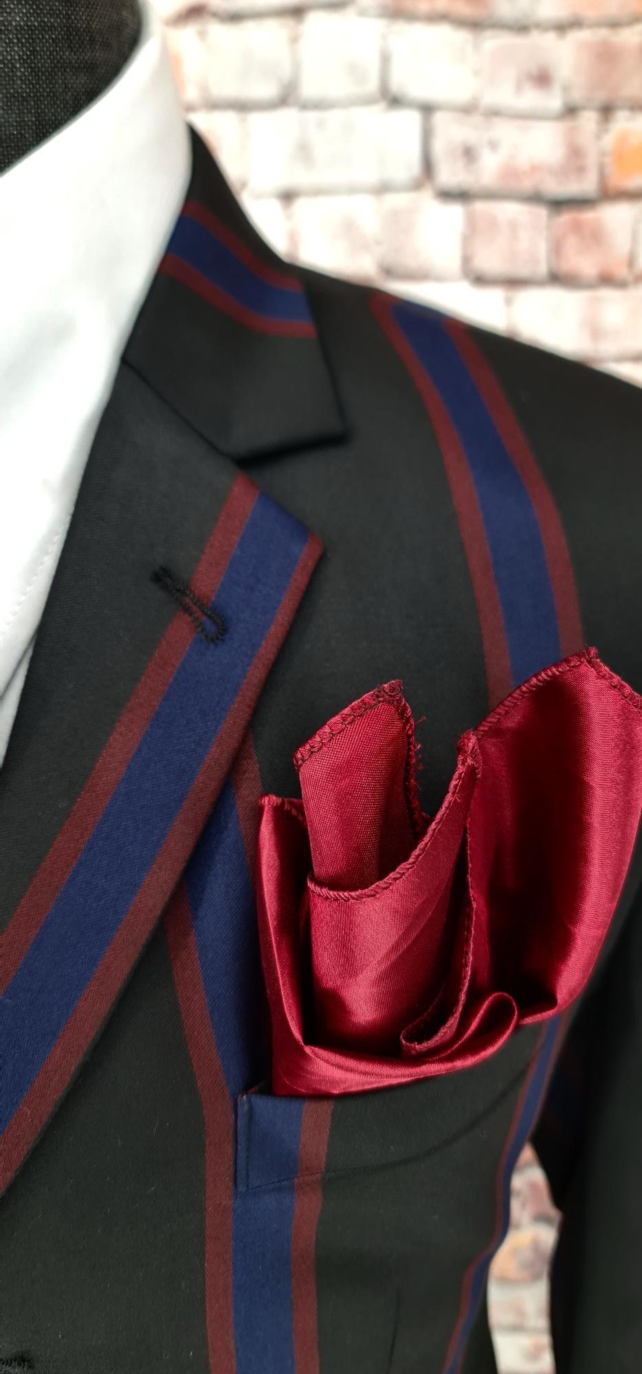Johnny - Black & Blue Burgundy Striped Boater