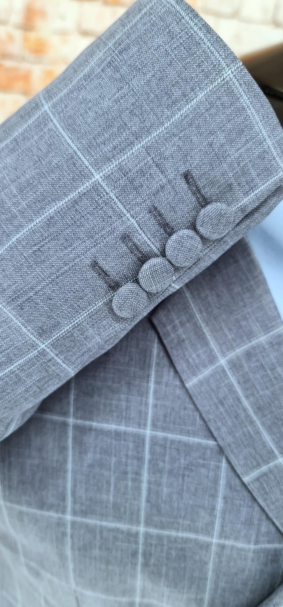 "Betts" Blue & White Double Breasted Check Suit