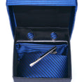 Blue Striped Tie, Cuff Link & Pocket Square Set