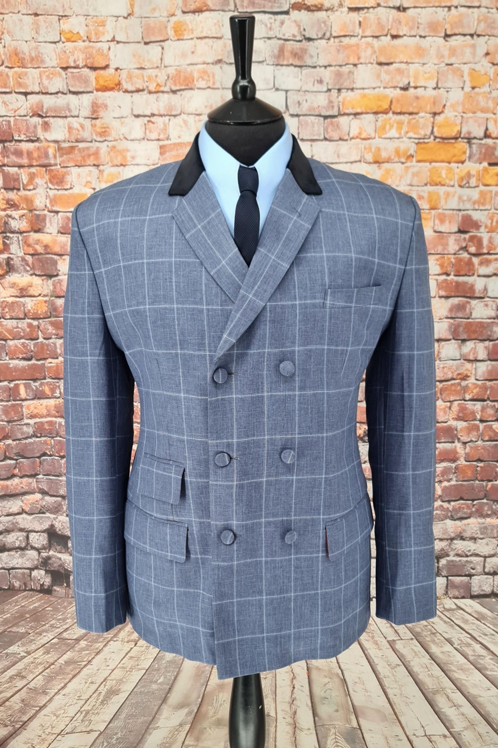 "Betts" Blue & White Double Breasted Check Suit