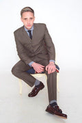 "BlueBeat" Brown & Black Dogtooth 3 Button Suit 44R Trs 36 Leg 30