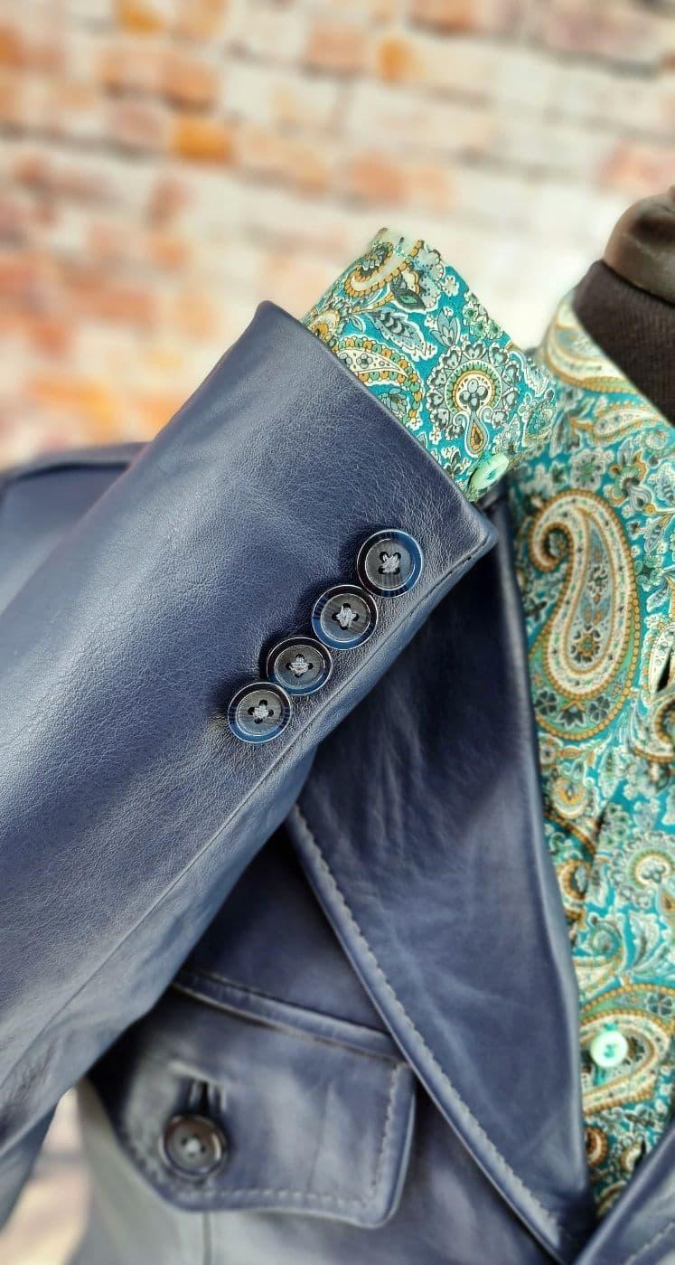 "Bodie" Muted Indigo Leather Safari Jacket