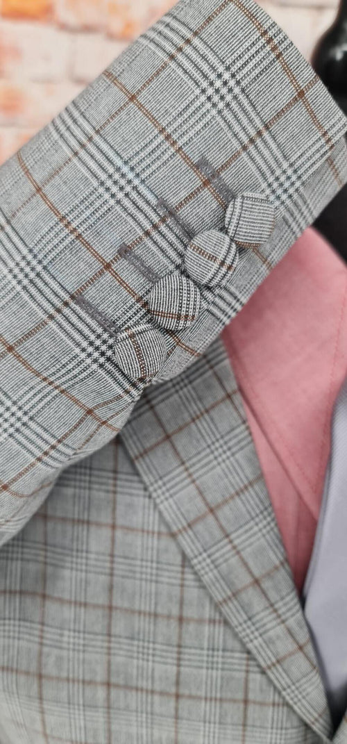 "Cailan" Brown Prince Of Wales Check Suit