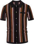 Black Green Cream Brown & Burgundy stripe Button Through Knitwear