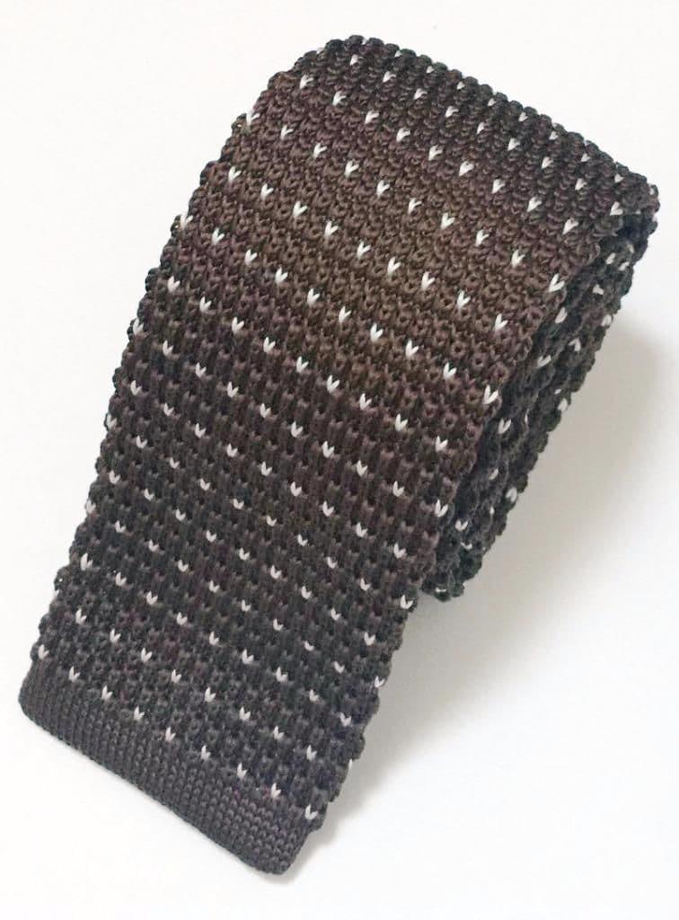 Brown With White Flick Knitted Tie Narrow
