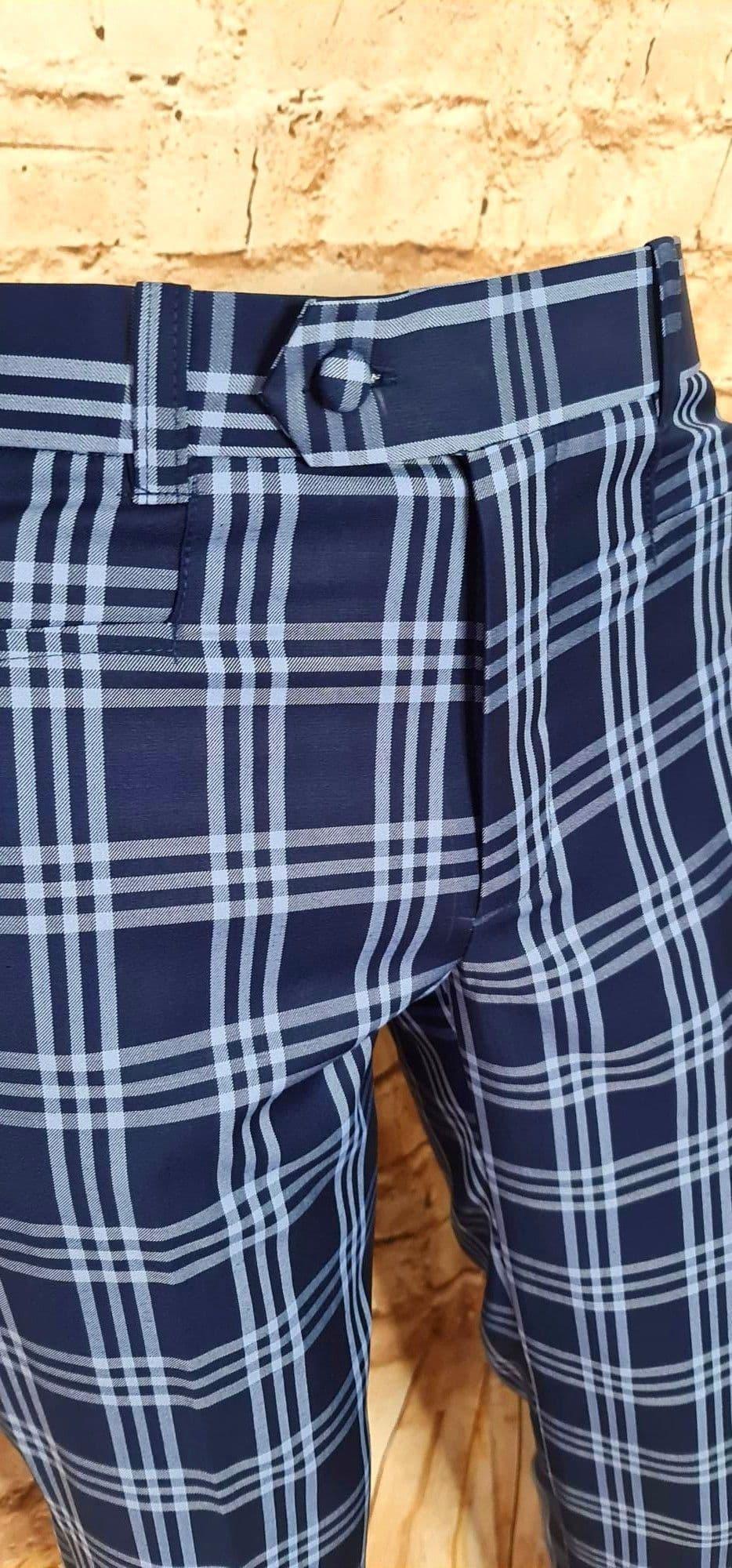 "Buckingham" Blue /Sky Blue Window Checked Trouser