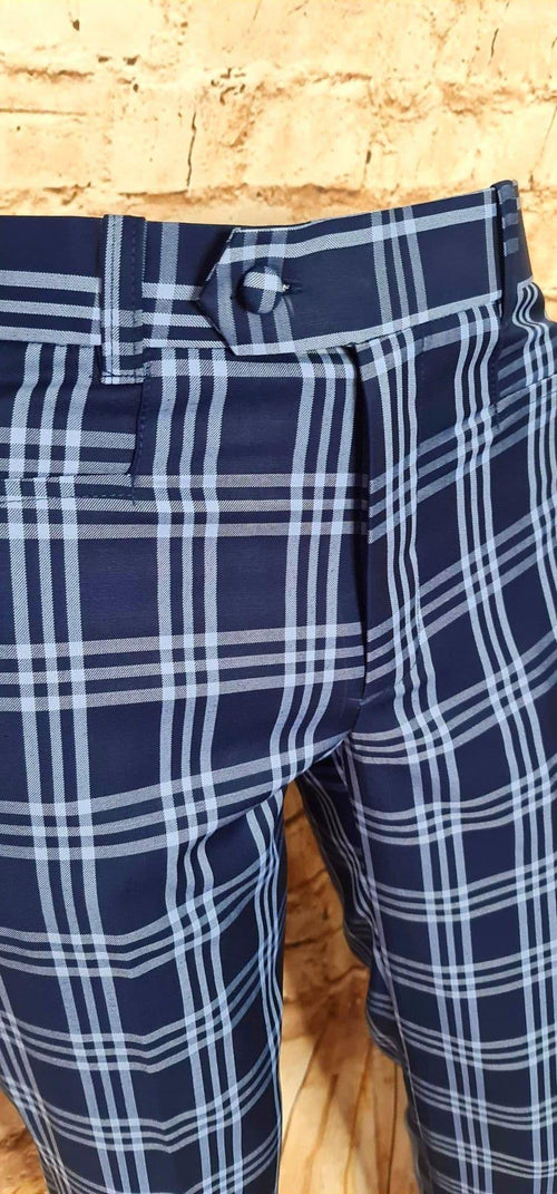 "Buckingham" Blue /Sky Blue Window Checked Trouser
