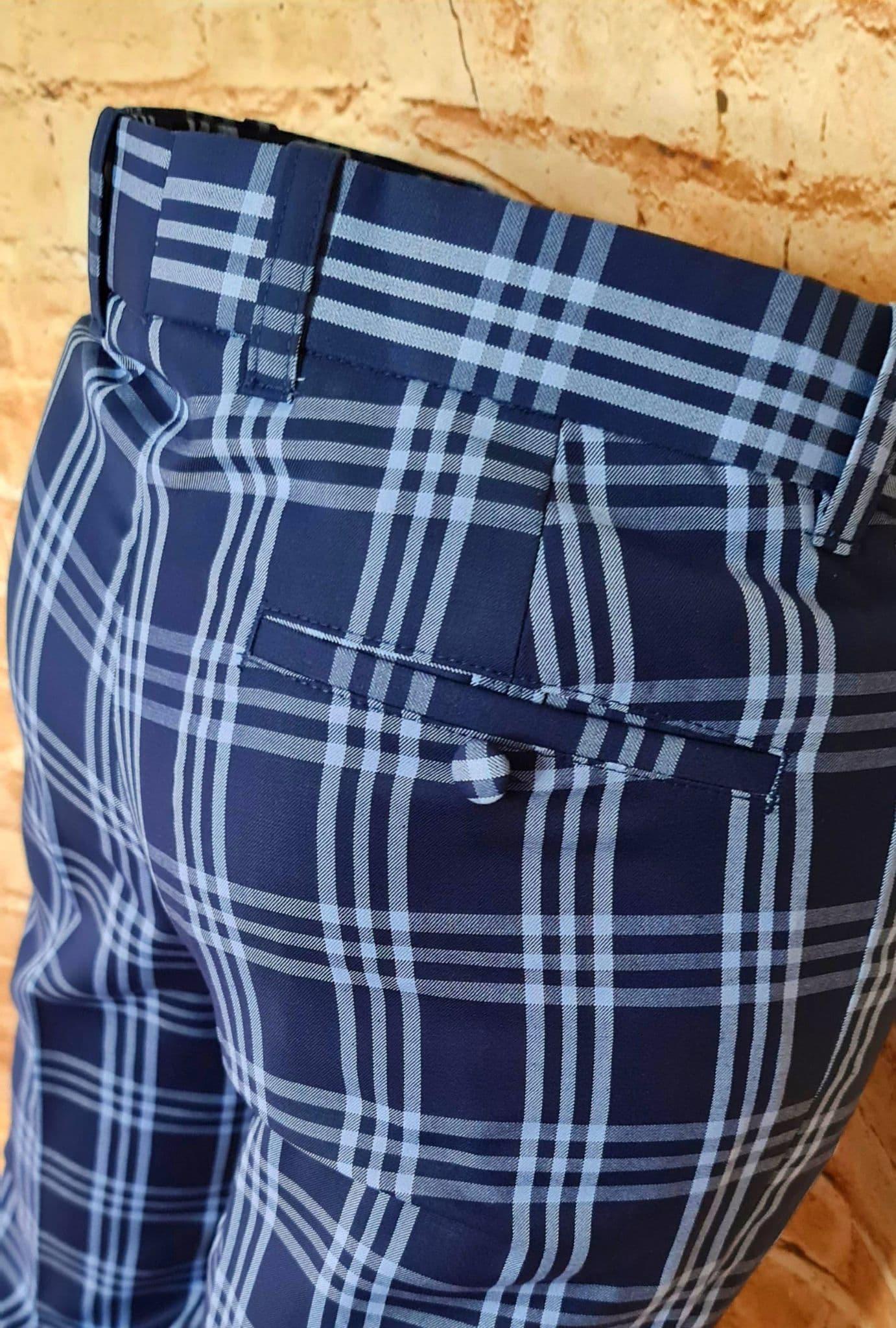 "Buckingham" Blue /Sky Blue Window Checked Trouser