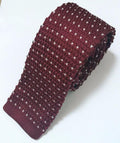 Burgundy With White Flick Knitted Tie Narrow
