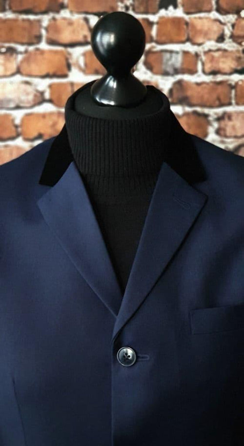"Cavendish" Rich Navy Black Velvet Collared Suit