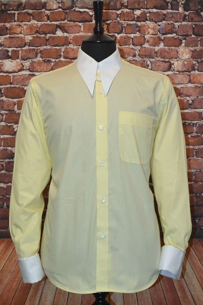 "Chappie"  Lemon  Spear Point White Cuff & Collar Shirt