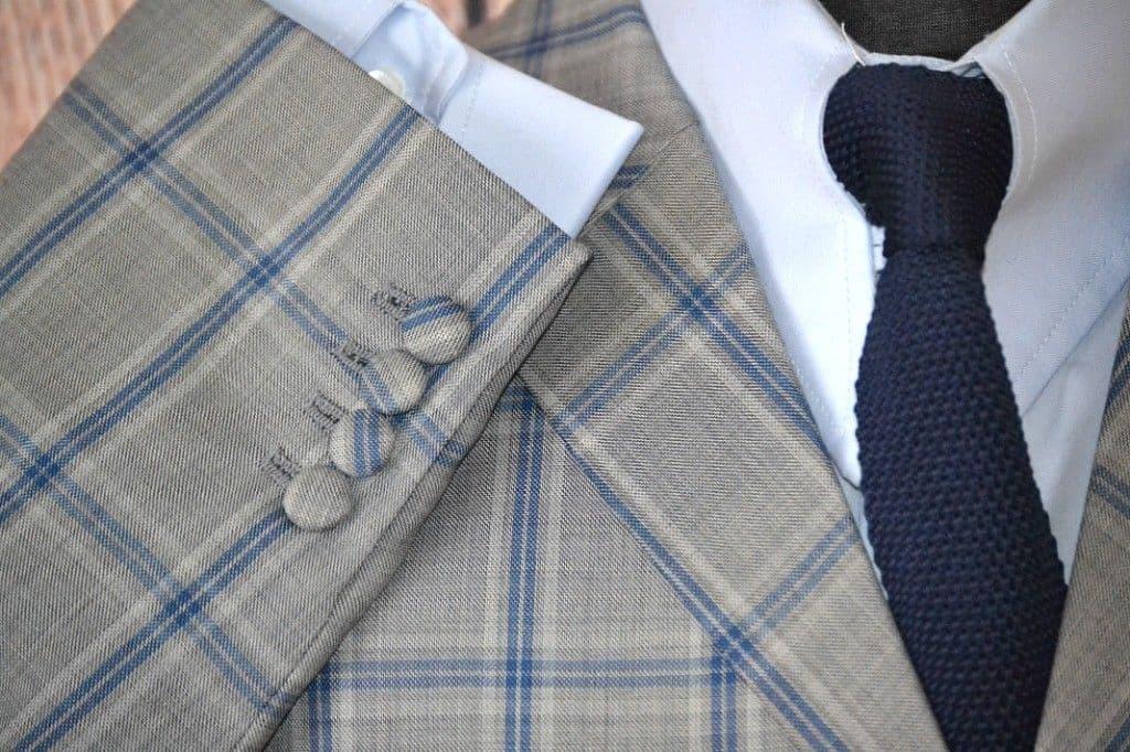 "Clifton" Grey &  Blue Window Check Suit