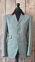"Connor"Red Cherry Pow Check With Velvet Collar