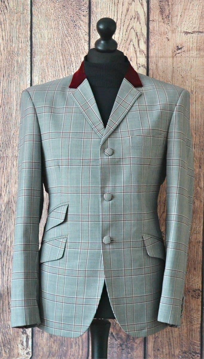 "Connor"Red Cherry Pow Check With Velvet Collar