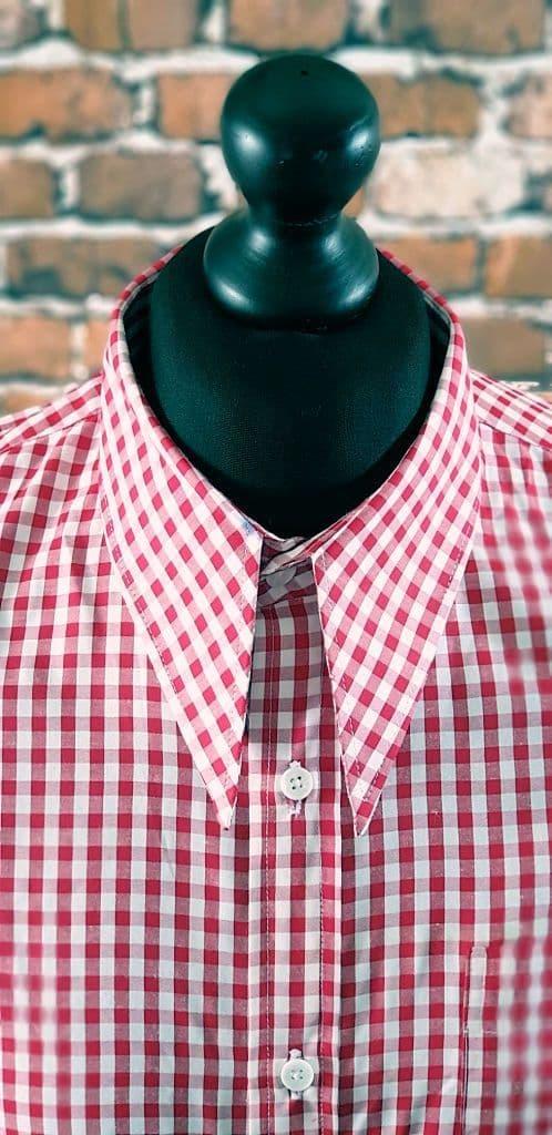 "Crown" Red Gingham Spear Point Collar Shirt