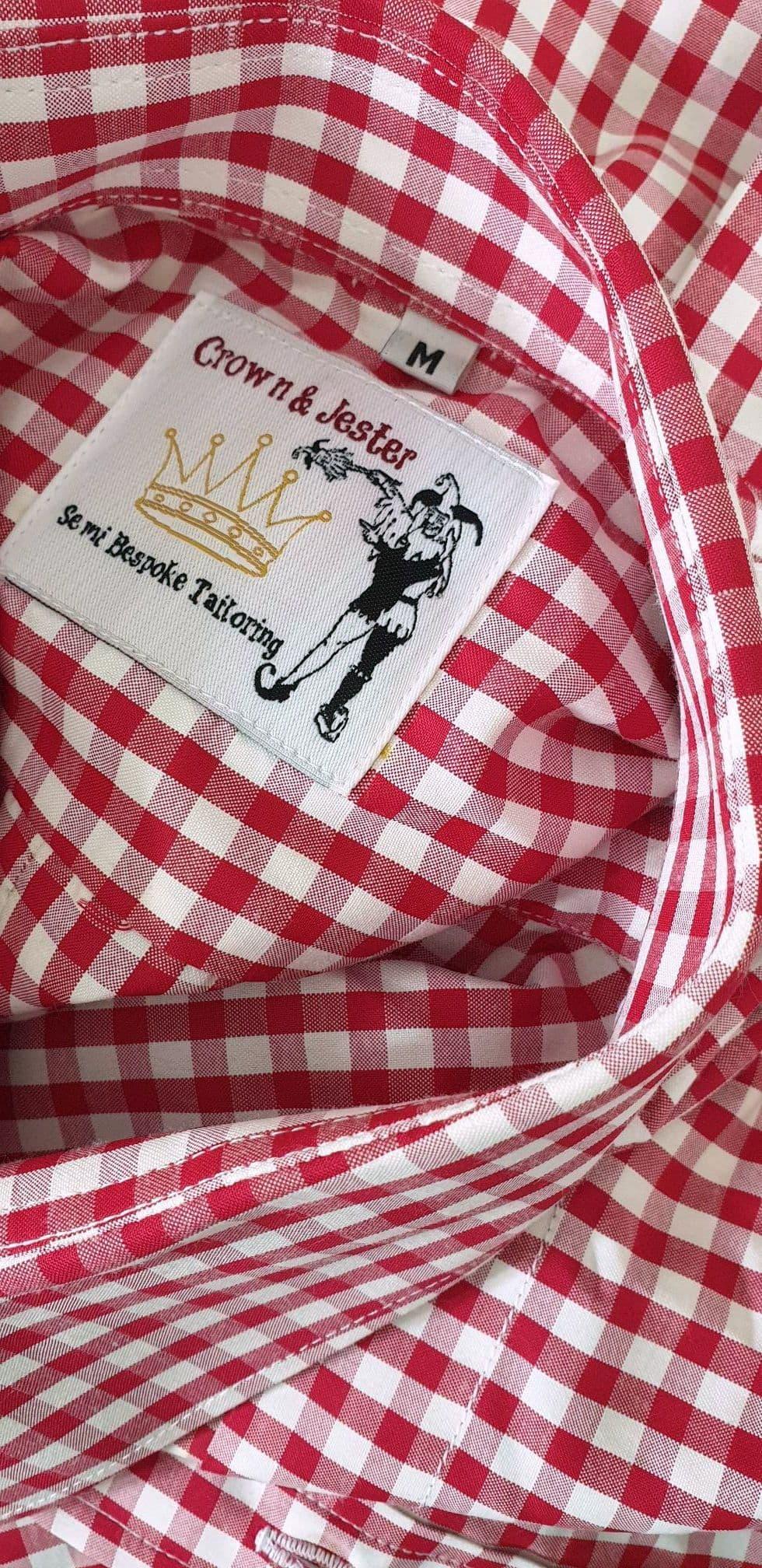 "Crown" Red Gingham Spear Point Collar Shirt