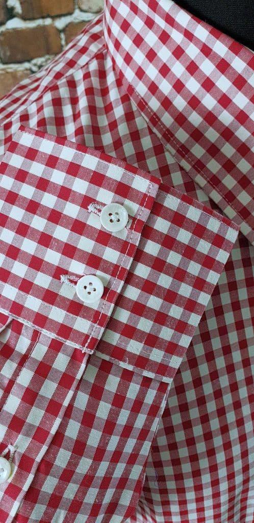 "Crown" Red Gingham Spear Point Collar Shirt