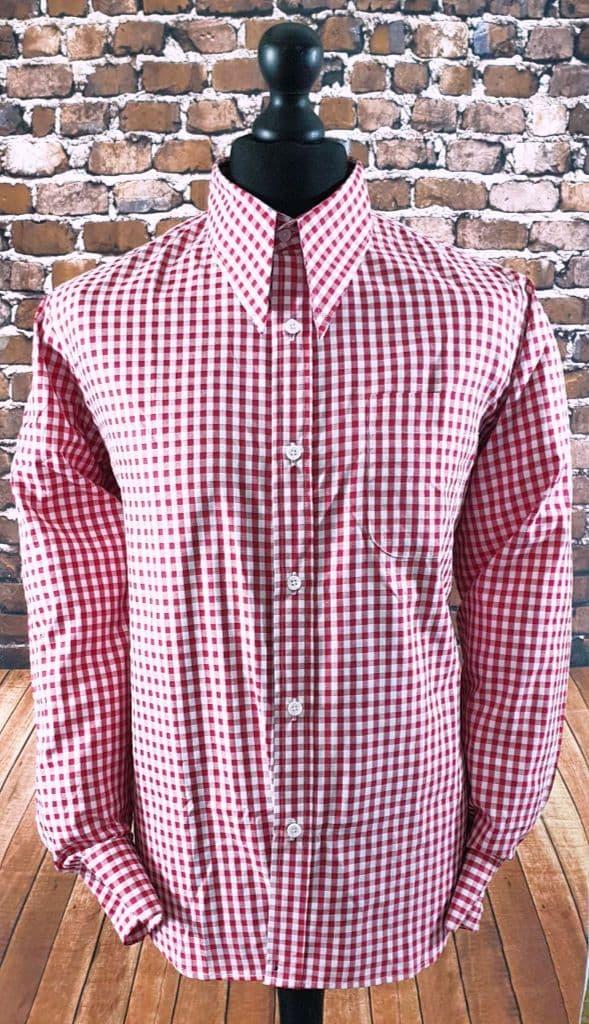 "Crown" Red Gingham Spear Point Collar Shirt