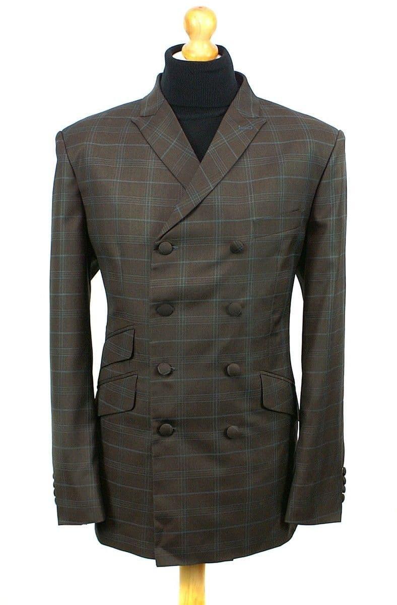 "D Hill" Brown & Duck Blue 8 Button Double Breasted
