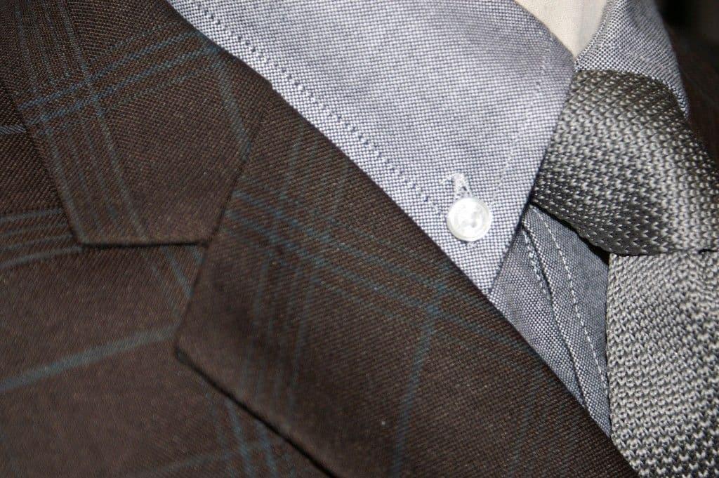 "D Hill" Brown & Duck Blue  Check 3 Button Suit