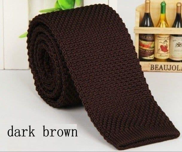 Dark Brown Skinny Knitted Tie